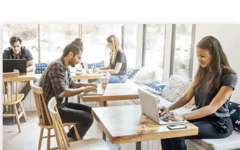 Entrepreneur working from a café