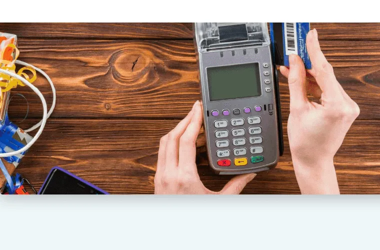 Payment terminal on a counter
